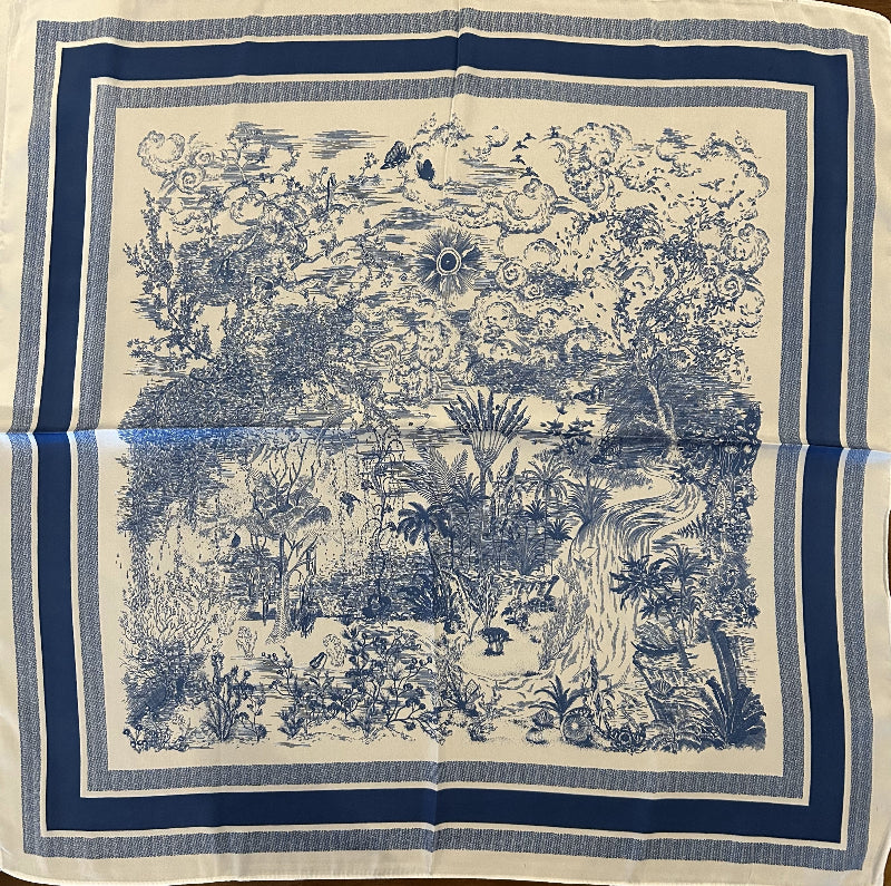 Pañuelo de seda Mod .Selva azul