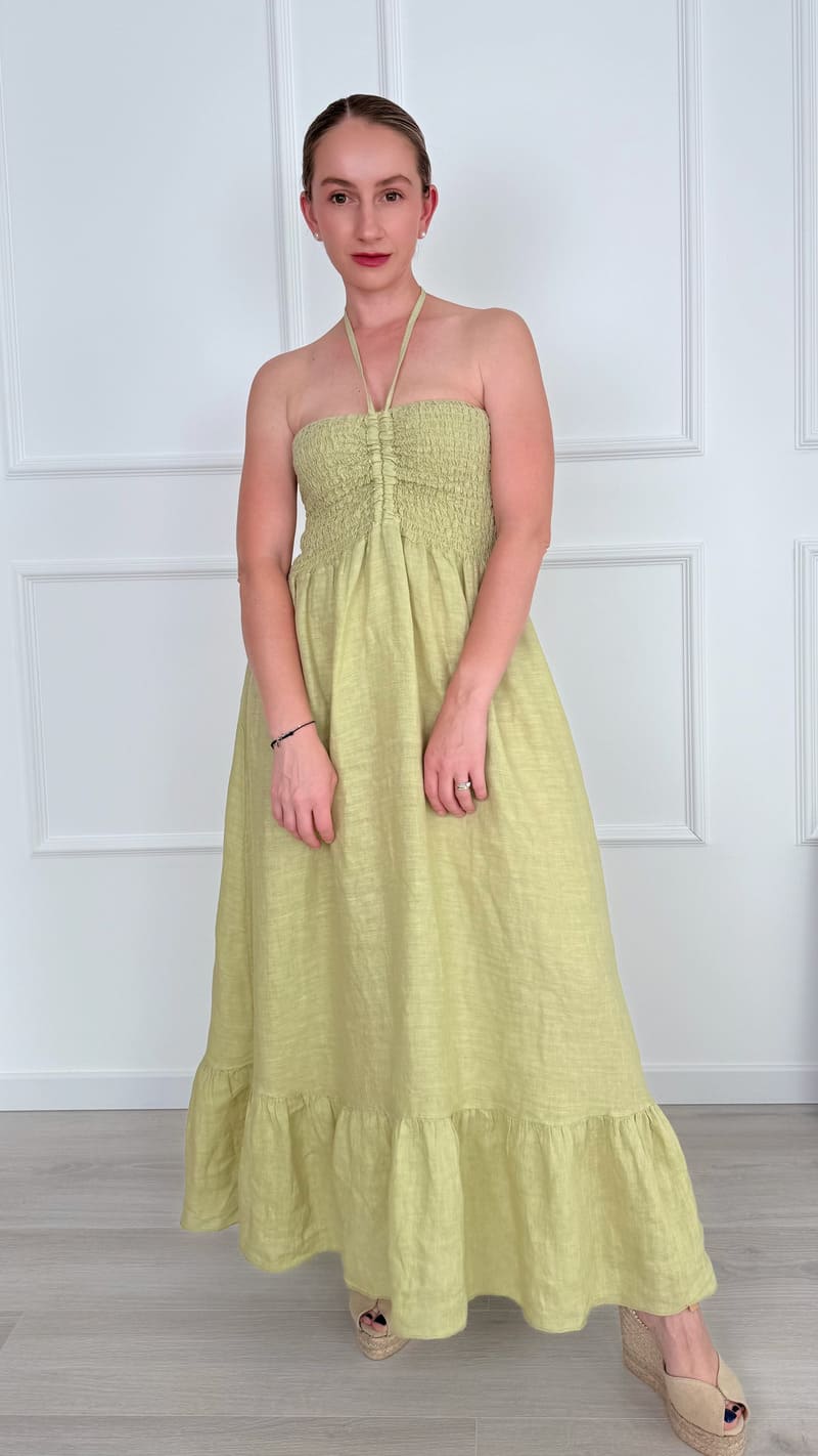 Vestido largo lino palabra de honor