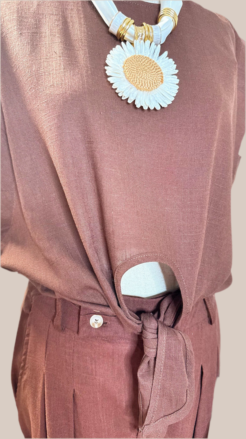 Blusa "Cacao" de Lino en Color Chocolate