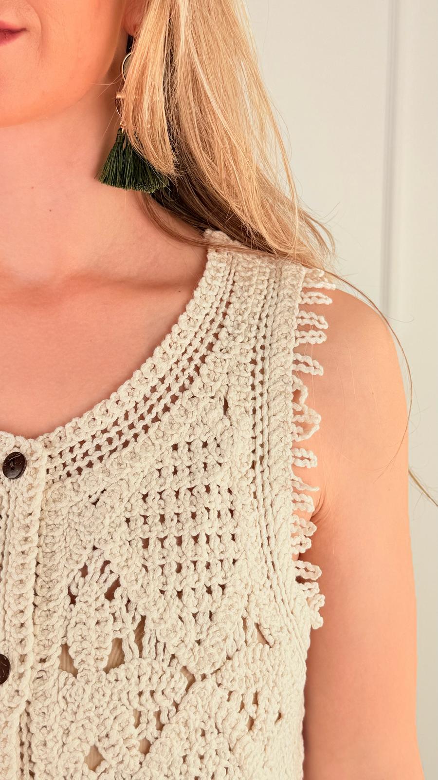 chaleco crochet mod . Duna beige