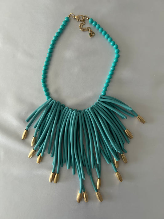 collar azul turquesa fuego tribal