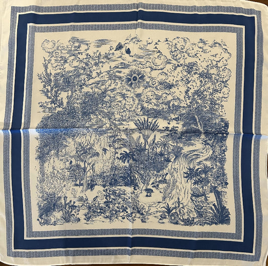 Pañuelo de seda Mod .Selva azul