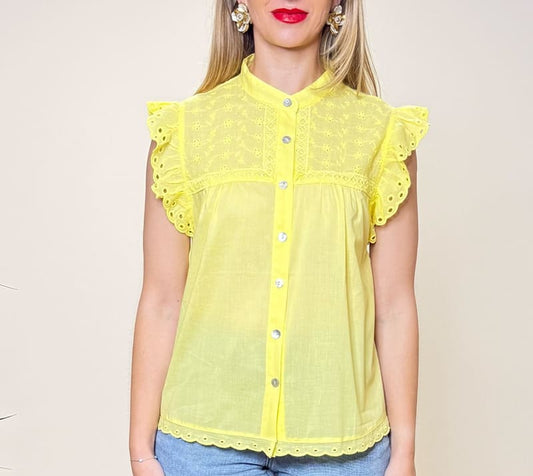 Blusa “Limoncello” de Bordado con Volante