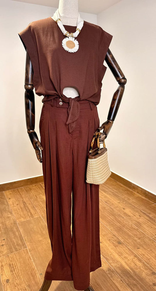 Blusa "Cacao" de Lino en Color Chocolate